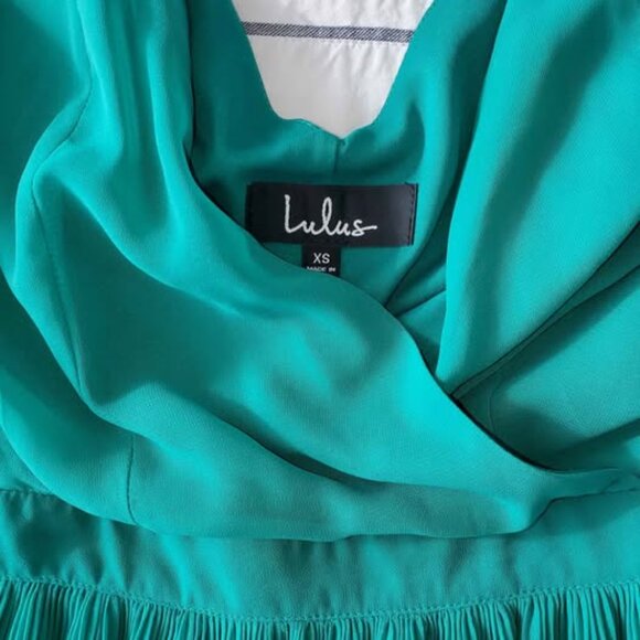 Lulu's Green Pleated Green Cocktail Dress - Picture 5 of 5